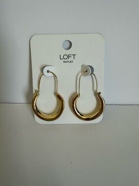 LOFT Outlet Shiny Gold Sculpted Hoop Earrings